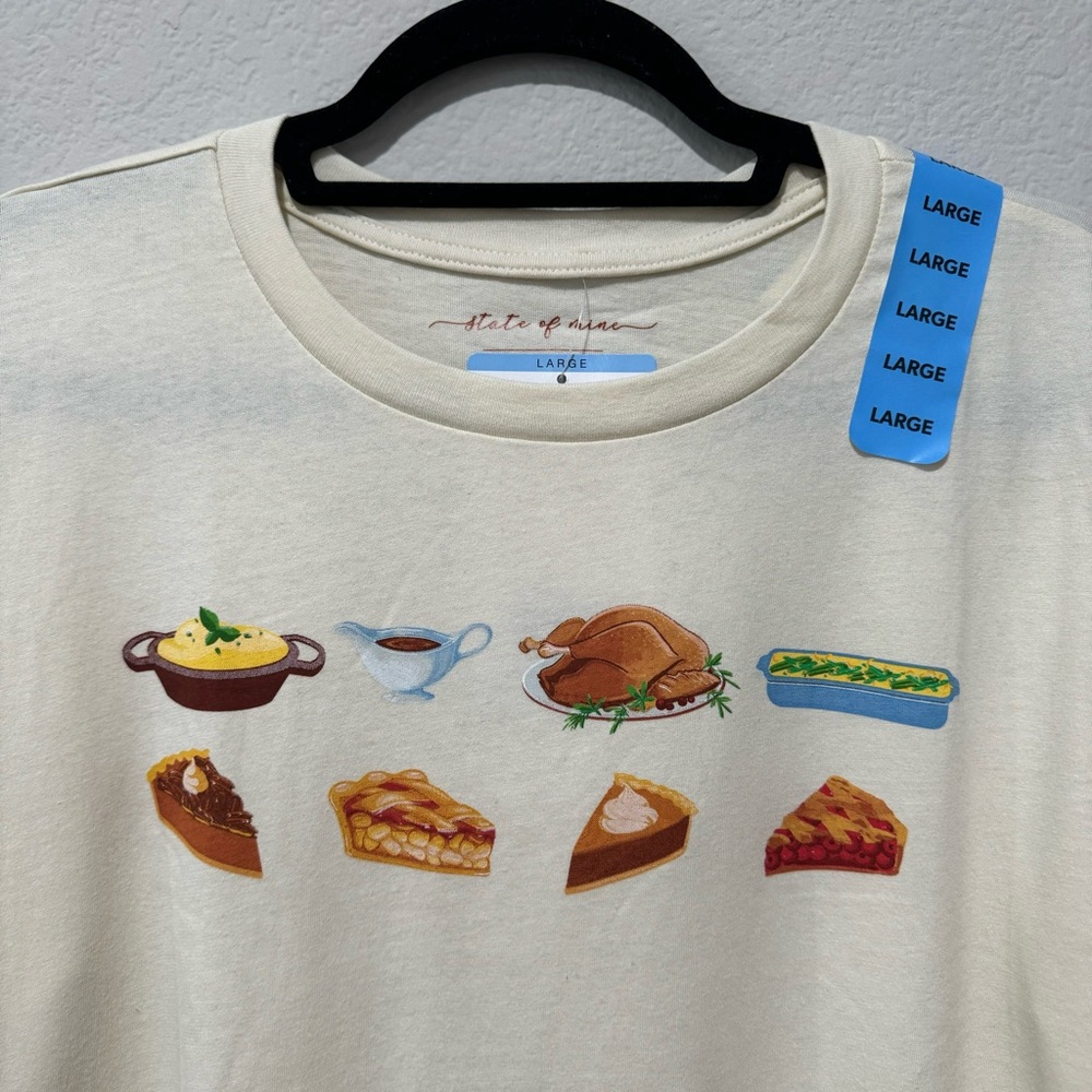 State of‎ Mine Thanksgiving Meal Long sleeve Graphic Holiday Shirt Crew Neck - Picture 3 of 7